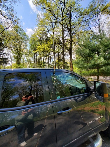 Using my window mount and AX1 antenna near the Hopewell Fire Tower in William Penn State Forest