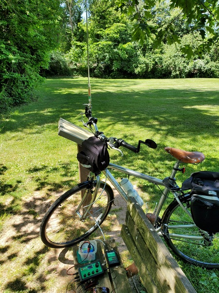 My park bench setup in Towpath Park
