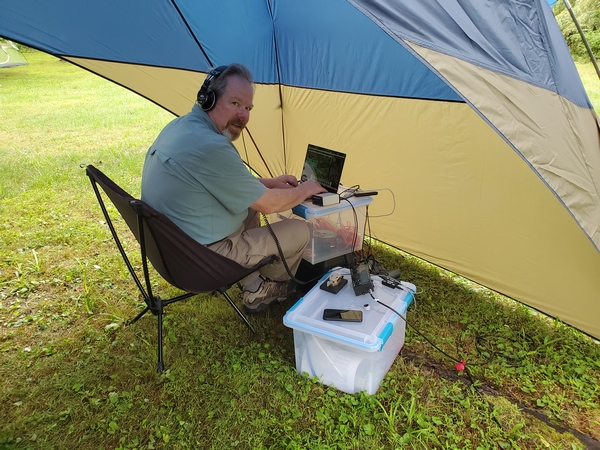 Glen NK1N operating under his canopy