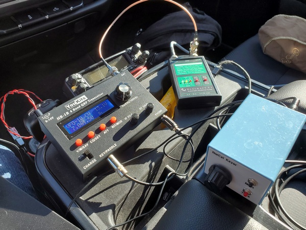 My old YouKits HB-1B transceiver, along with my Elecraft T1 ATU and NorCal keyer
