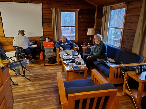(l-r) NK1N (on the radio), K3BVQ, and K3YTR in the cabin