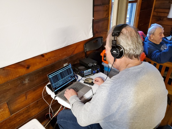 Glen NK1N operating CW as W3BQC from the cabin