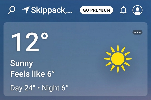 Weather conditions at Evansburg State Park on Sunday. Fortunately, it was a balmy 42º F inside the truck.