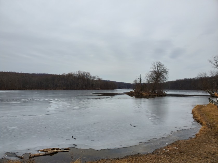 A partially-frozen Hopewell Lake in French Creek State Park (US-1355, KFF-1355)