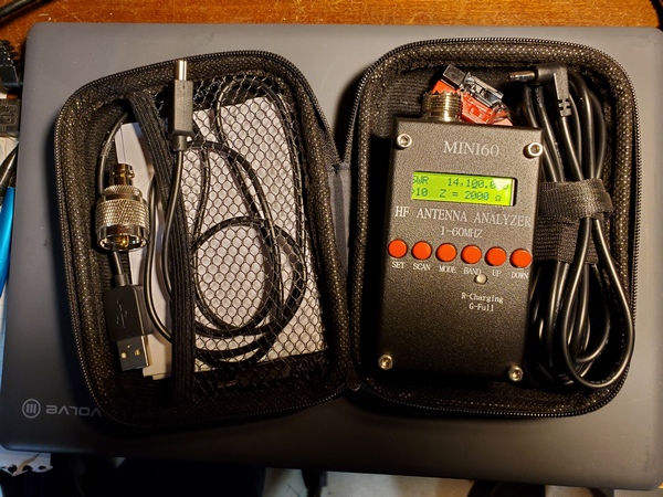 The Mini60 Antenna Analyzer. I found a case on Temu just the right size to hold Mini60 and some accessories.