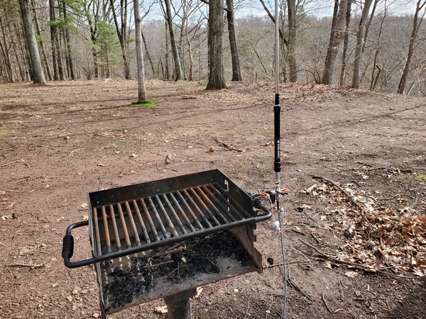 My Gabil GRA-7350TC antenna clamped to a grill