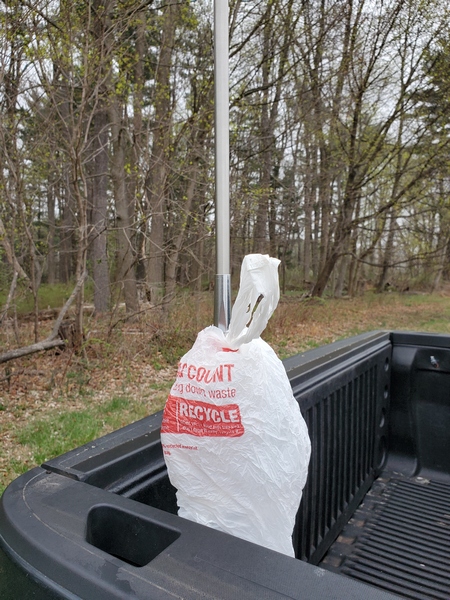 My homebrew loading coil wrapped with a plastic bag for weather protection.