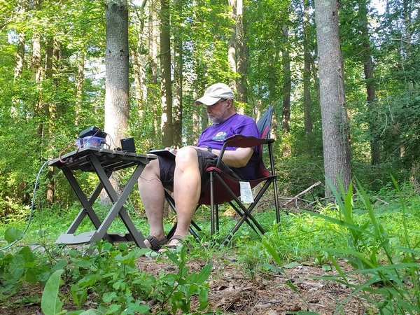 WB3GCK operating in a wooded site in Evansburg State Park