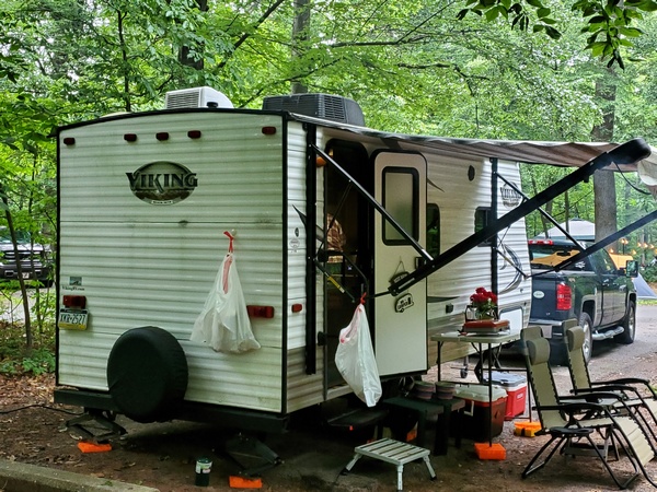 Our little camper during a brief dry period on Saturday