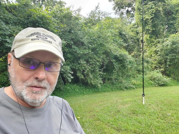 Selfie at Ridley Creek State Park with my antenna in the background