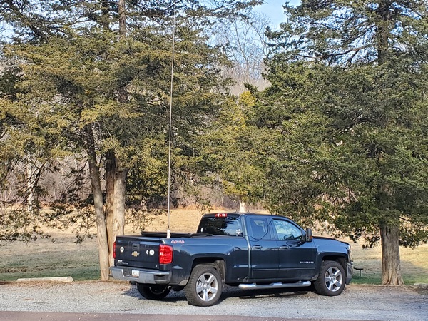 My truck with 17-foot whip at French Creek State Park