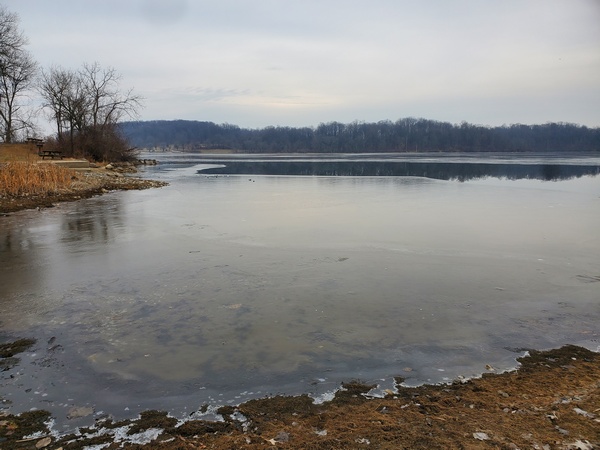 Marsh Creek Lake partially frozen over
