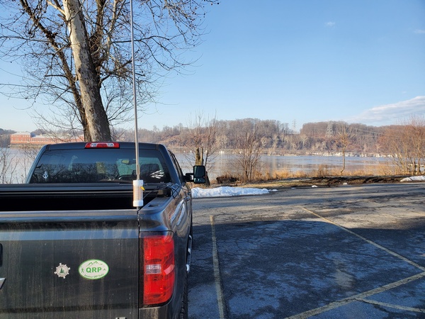 My truck near the Susquehanna River for a chilly early-morning activation