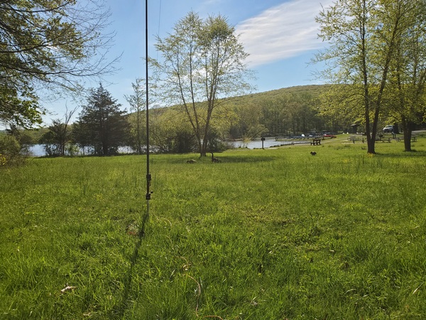 My antenna with Hopewell Lake in the background.