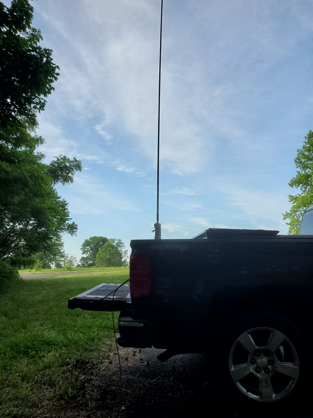 My truck-mounted 17-foot whip in Valley Forge National Historical Park