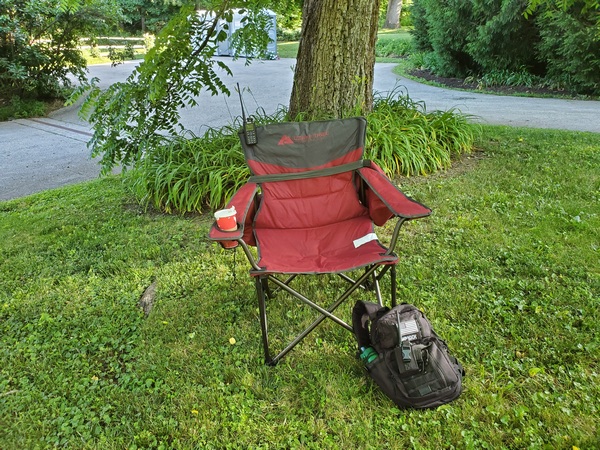 My cozy location in the shade of a tree for the FrencH Creek Iron Tour bike event